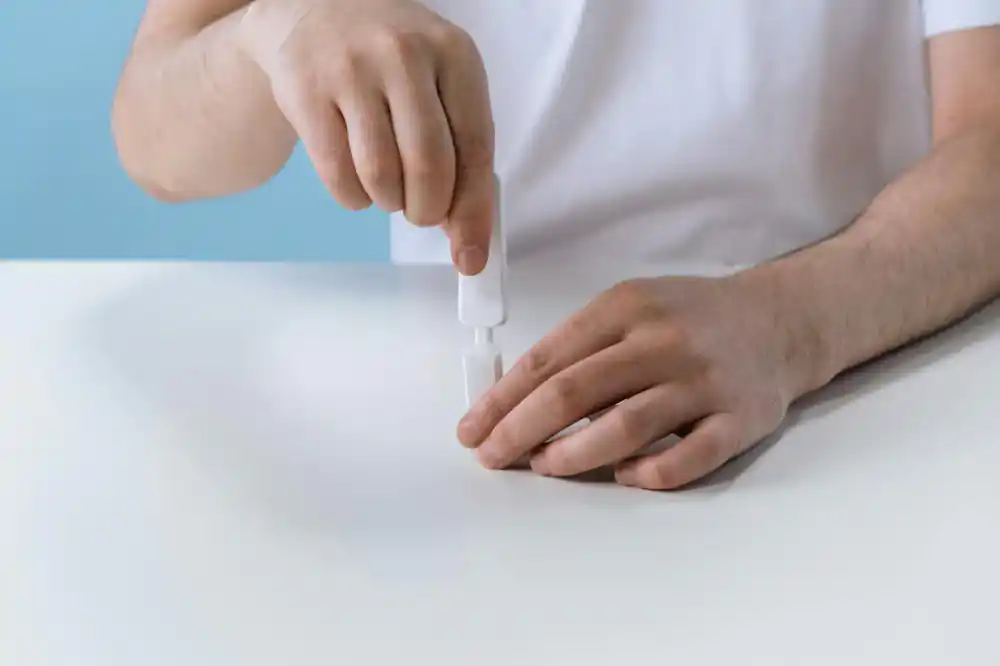 Water testing kit in use